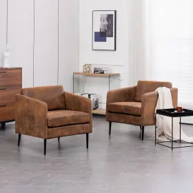 Hdo1g52001351 Outopee Accent Arm Chair 29.2 Inch Solid Wood Legs Soft Spring Support Fabric Brown