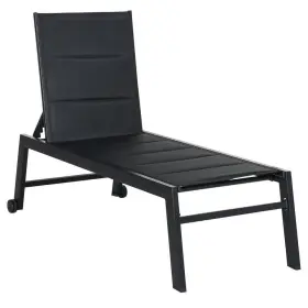 84b-343v03bk Outsunny Metal Outdoor Fabric Lounge Chair In Black Set Of 1