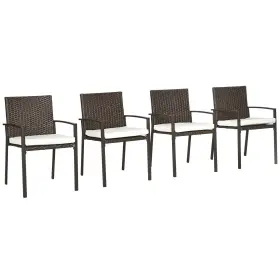 Us861-088v01bn0145 Outsunny 4 Pcs Dining Chairs With Cushion Patio Wicker Armchair Set White