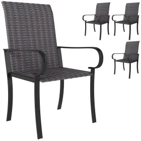 Us861-112v01bn0145 Outsunny Set Of 4 Outdoor Wicker Dining Chairs With Armrests Brown
