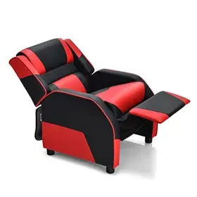 Hw66874re Overthr Kids Recliner Pu Leather Kid Lounge Chair With Footrest Armrest Headrest And Red