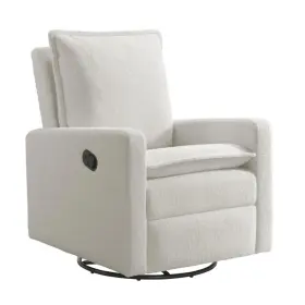 81224421 Oxford Baby Uptown Upholstered Swivel Glider And Recliner Nursery Chair Boucle White