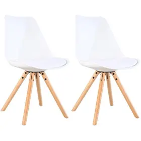 Us01-cha-002-wh-2p Oye Hoye Set Of 2 Modern Designer Retro Dining/living Room Chairs Wood Leg Side Style