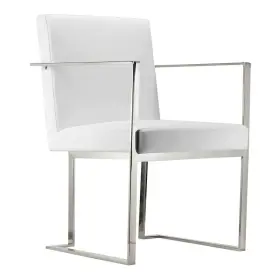 Pangea Home 840017701213 Dexter 18.5 Inch Modern Polyurethane And Metal Arm Chair In White