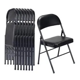 Pwfc-b-8p Paowa 8 Pack Black Folding Chairs With Pu Padded Seats Portable Stackable Commercial