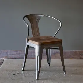 Phc-efs00953 Park Hill Collection Bistro Chair Industrial Reclaimed Wood Metal Frame