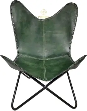 Plw109 Parrys Leather World Vintage Genuine Lounge Accent Relax Chair Folding Butterfly Home