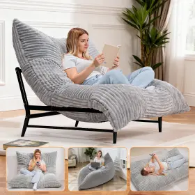 Lddsf01-dg56c Patbrela Bean Bag Chair Giant Lounge With Metal Base For Living Room Lazy Sofa Bed