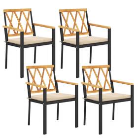 Patiojoy Hcst02709 Patio Set Of 4 Dining Chairs Metal Outdoor With Removable Padded Cushions