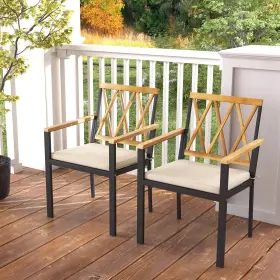 Hcst02715 Patiojoy Patio Set Of 2 Metal Outdoor Chairs Dining With Removable Padded Cushions