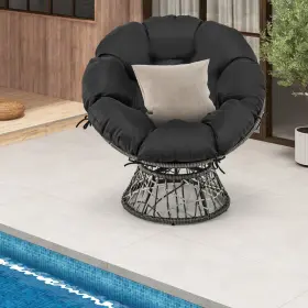 Us-2hcst06278 Patiojoy Pe Wicker Papasan Chair 360 Swivel Living Room With Thick And Removable