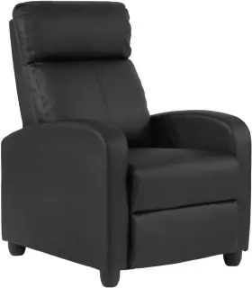 Paylesshere 711181656343 Recliner Chair Home Theater Seating Lumbar Support Padded Back Black