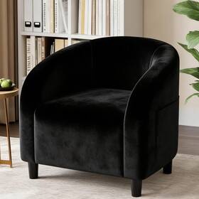 Peacefulhues Pf-td-wh-1 Accent Chair Velvet Barrel Chairs Comfy Round Club Armchair With Soft Cushion