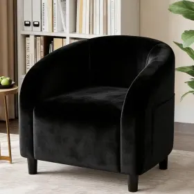 Pf-td-wh-1 Peacefulhues Accent Chair Velvet Barrel Chairs Comfy Round Club Armchair With Soft Cushion