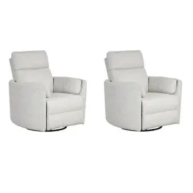 Pemberly Row 198508202795 Set Of 2 Fabric Power Swivel Glider Recliner In Fossil Finish