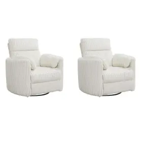 Pemberly Row 198508202825 Set Of 2 Modern Fabric Swivel Glider Recliner In Ivory