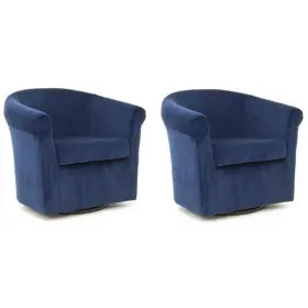 Pemberly Row 198508231900 Set Of 2 19 Inch H Polyester Fabric Swivel Club Chair In Blue