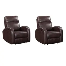 Pemberly Row 198508378704 Set Of 2 Contemporary Pebble Brown Manual Recliner