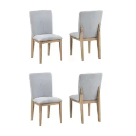 Pemberly Row 198508648715 Contemporary Set Of 4 Gray Linen Fabric And Oak Dining Chairs