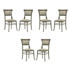 Pemberly Row 198508648746 Set Of 6 Vintage Walnut 19 Inch W Contemporary Fabric Dining Chairs