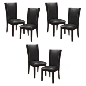Pemberly Row 198508710825 Wood And Faux Leather Dining Room Side Chair In Espresso Set Of 6