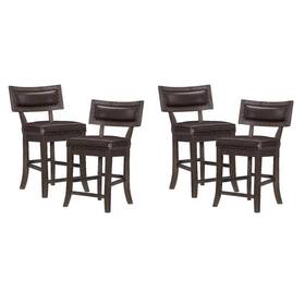 Pemberly Row 198508767911 Faux Leather Counter Height Dining Chair In Espresso Set Of 4