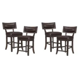 Pemberly Row 198508767911 Faux Leather Counter Height Dining Chair In Espresso Set Of 4