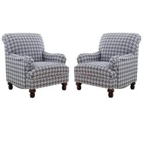 Pemberly Row 198508806214 Set Of 2 Upholstered English Arm Accent Chairs In Blue