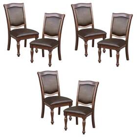 Pemberly Row 198508811935 Traditional Wood Dining Side Chair In Brown Cherry Set Of 6