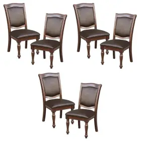 Pemberly Row 198508811935 Traditional Wood Dining Side Chair In Brown Cherry Set Of 6