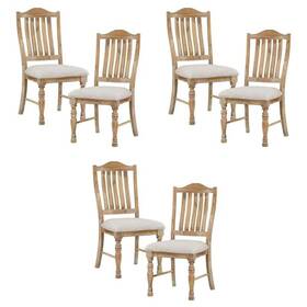 Pemberly Row 198508824980 19.5 Inch Wood And Fabric Dining Chair In Wheat Set Of 6