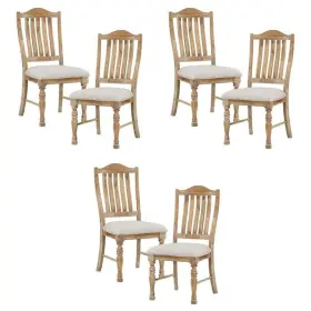 Pemberly Row 198508824980 19.5 Inch Wood And Fabric Dining Chair In Wheat Set Of 6