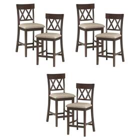 Pemberly Row 198508873599 Counter Height Wood Crossback Dining Chair Set In Brown Of 6