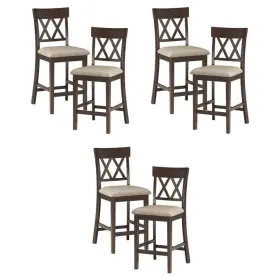 Pemberly Row 198508873599 Counter Height Wood Crossback Dining Chair Set In Brown Of 6