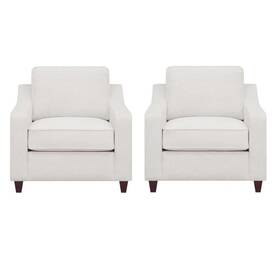 Pemberly Row 198508874947 Set Of 2 Upholstered Sloped Arm Accent Chairs In Beige