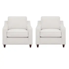 Pemberly Row 198508874947 Set Of 2 Upholstered Sloped Arm Accent Chairs In Beige
