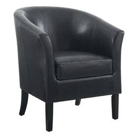 Pemberly Row 198508949553 Club Chairs Set Of 2 In Black Faux Leather Upholstery