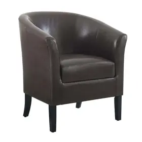 Pemberly Row 198508961319 Set Of 2 Upholstered Club Chairs In Brown Faux Leather