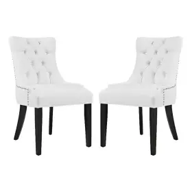 Pr-4753-1689226 Pemberly Row 20.5 Inch Vinyl Dining Side Chair In Black/white Set Of 2