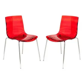Pr-4753-1963020 Pemberly Row Modern Rain Drop Design Dining Chair In Red Set Of 2