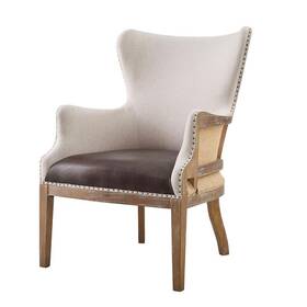Pemberly Row Pr-4753-1988482 Two-tone Wingback Accent Chair In Distressed Oak Finish
