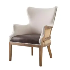 Pr-4753-1988482 Pemberly Row Two-tone Wingback Accent Chair In Distressed Oak Finish