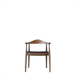 Pr-4753-1990851 Pemberly Row Mid Century Modern Eva Black Faux Leather Dining Arm Chair