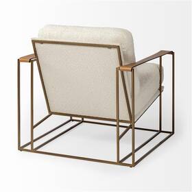 Pemberly Row Pr-4753-2020263 Cream Fabric Wrap Gold Metal Frame Accent Chair