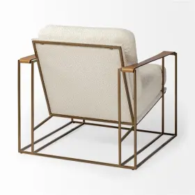Pr-4753-2020263 Pemberly Row Cream Fabric Wrap Gold Metal Frame Accent Chair