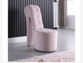 Pemberly Row Pr-4753-2155165 Contemporary 19 Inch Velvet High Heel Shoe Chair In Pink