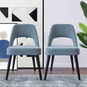 Pr-4753-2171395 Pemberly Row Mid-century Modern Fabric Dining Chair In Gray Set Of 2