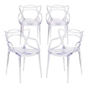 Pr-4753-2219267 Pemberly Row 18 Inch Mid-century Plastic Dining Chairs In Clear Set Of 4
