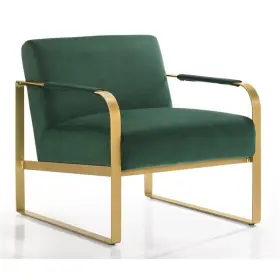 Pr-4753-2496055 Pemberly Row Steel/velvet Upholstered Lounge Accent Chair In Green / Gold