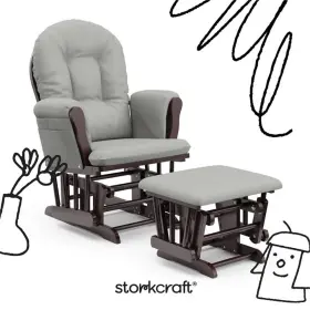 Pr-4753-2520770 Pemberly Row Wood And Fabric Glider Ottoman In Espresso/gray